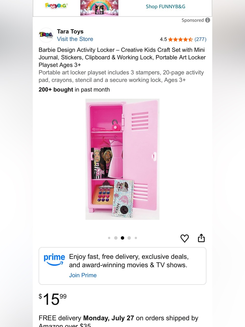 Barbie Pink & Ballet Doll Playset with Locker and Accessories - Picture 4 of 7